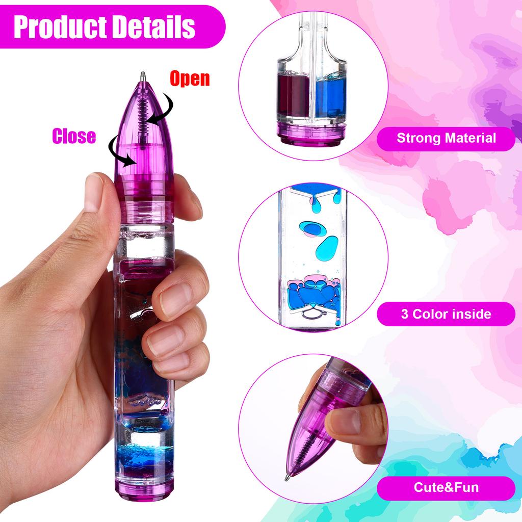 18 Pcs Liquid Motion Pen Colorful Liquid Motion Bubbler Pens Fidget Liquid Ballpoint Pen Novelty Fun Colorful Timer Pens For Str