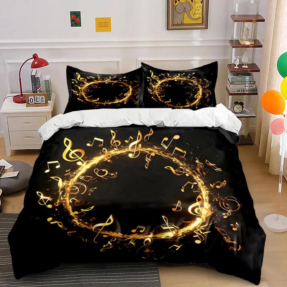 "Golden Musical Decor Set" Soft Comfortable Duvet Cover Bedding Set Included 1*Duvet Cover & 2*Pillowcases gift