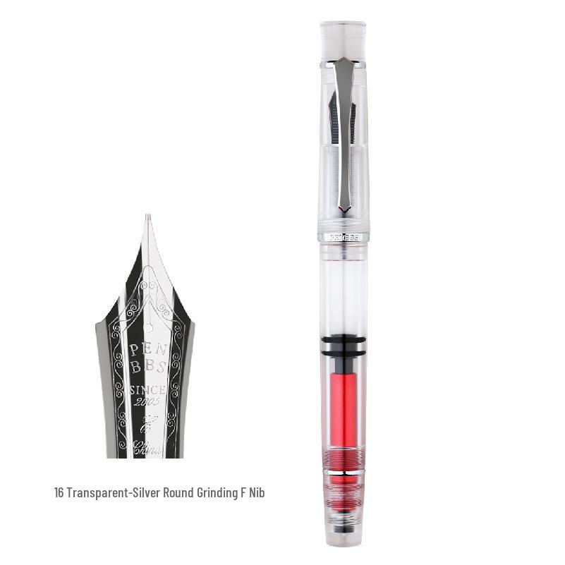 PENBBS 495 Piston Fountain Pen - Large Capacity Transparent Acrylic Unisex Writing Pen