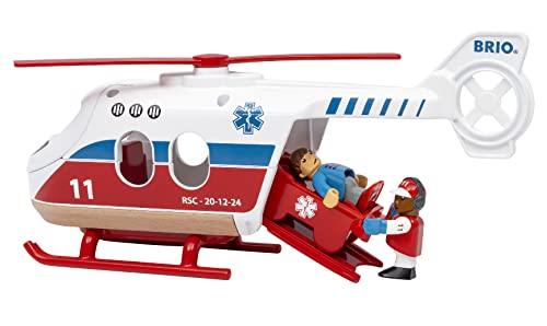BRIO Ambulance Helicopter [4-Piece Set] 36022, Ages 3+. [Toy, Wooden Toy, Scenery, Helicopter, Gift (Birthday/Christmas)]