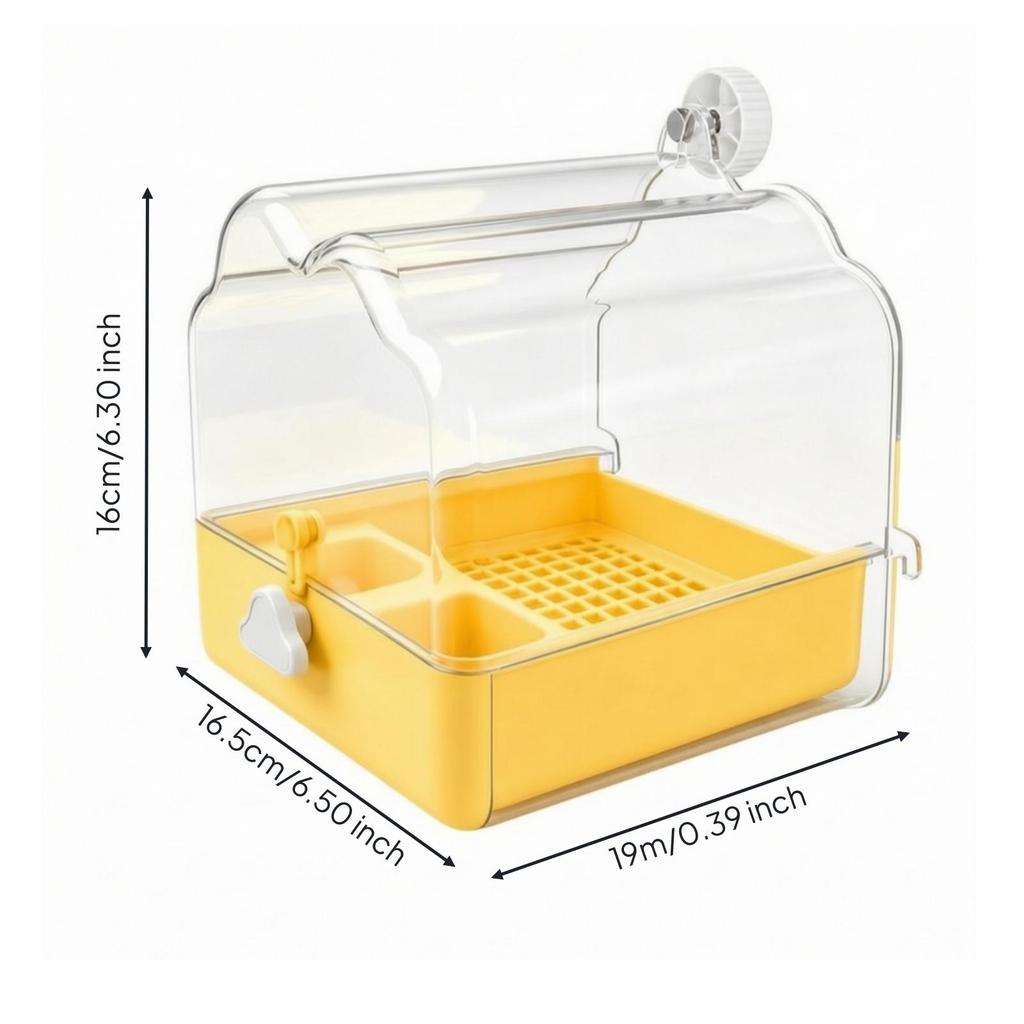 Cage Bird Bath with Food Tray Enclosed Hanging Dome Birdbath