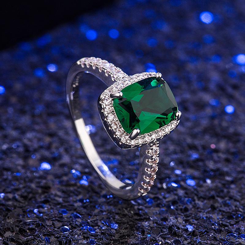 Classic Retro Multi-Color Zircon Square Ring for Women