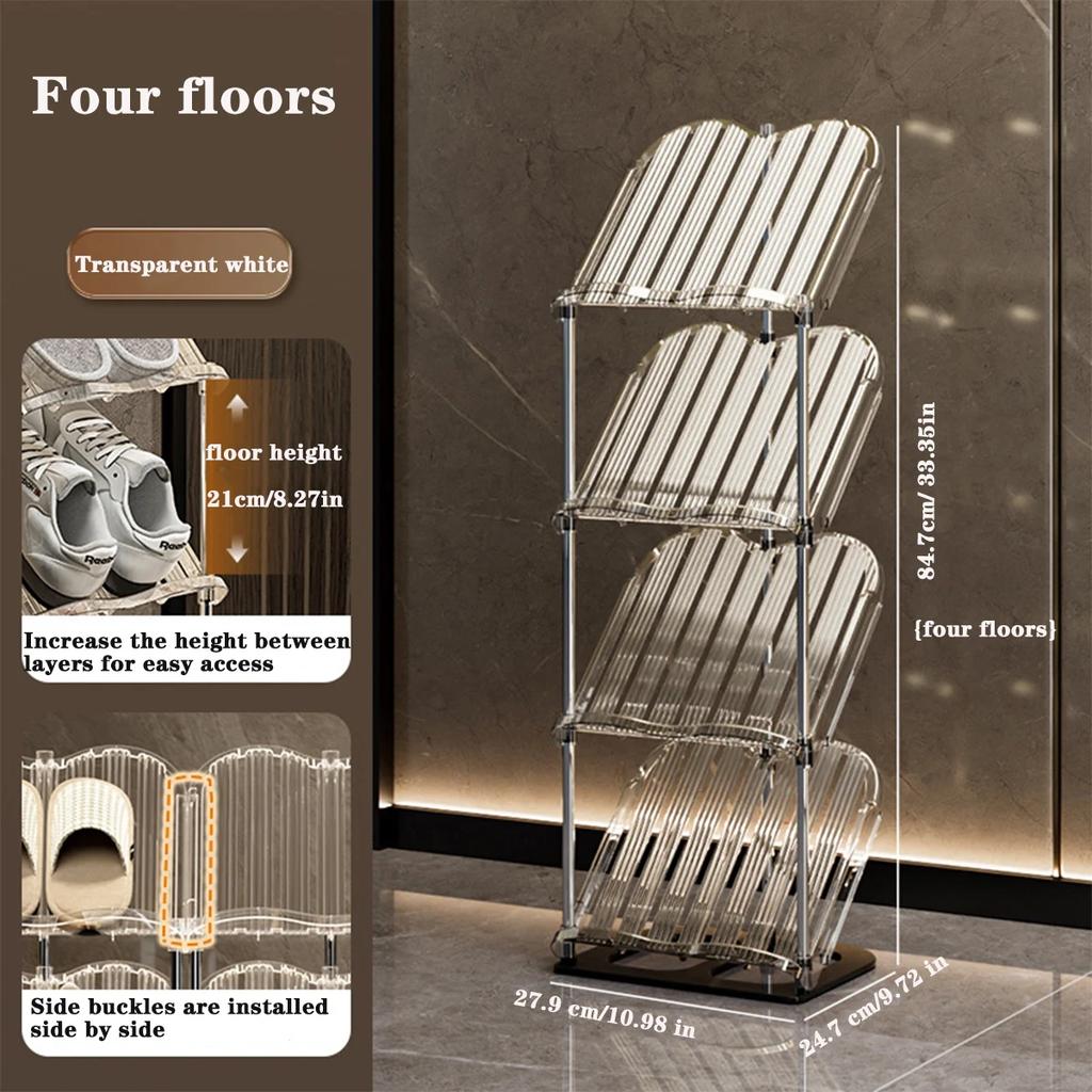 Multi-Layer Household Shoe Storage Rack Transparent Stackable Shoe Rack Easy To Install Space-Saving Shoe Cabinet for Apartment