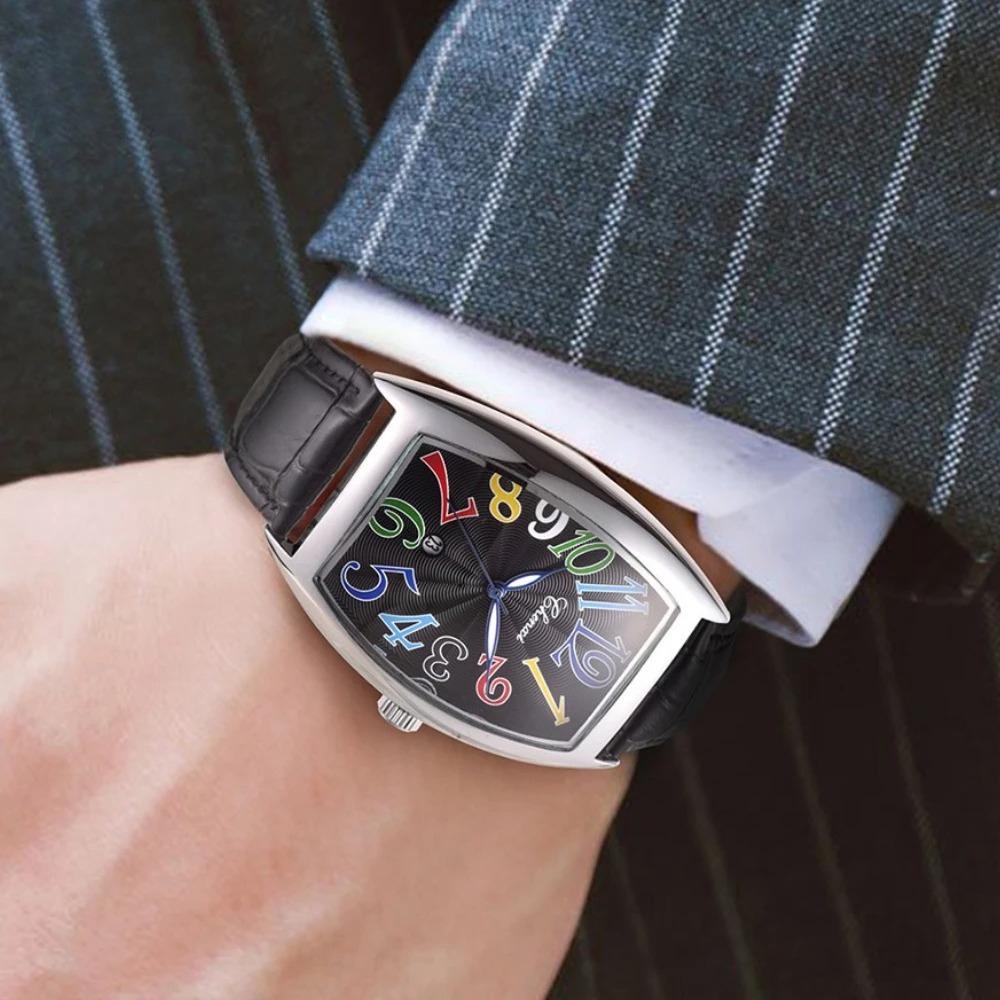 Men Calendar Watch Luminous Business Leather Strap Quartz Wristwatch