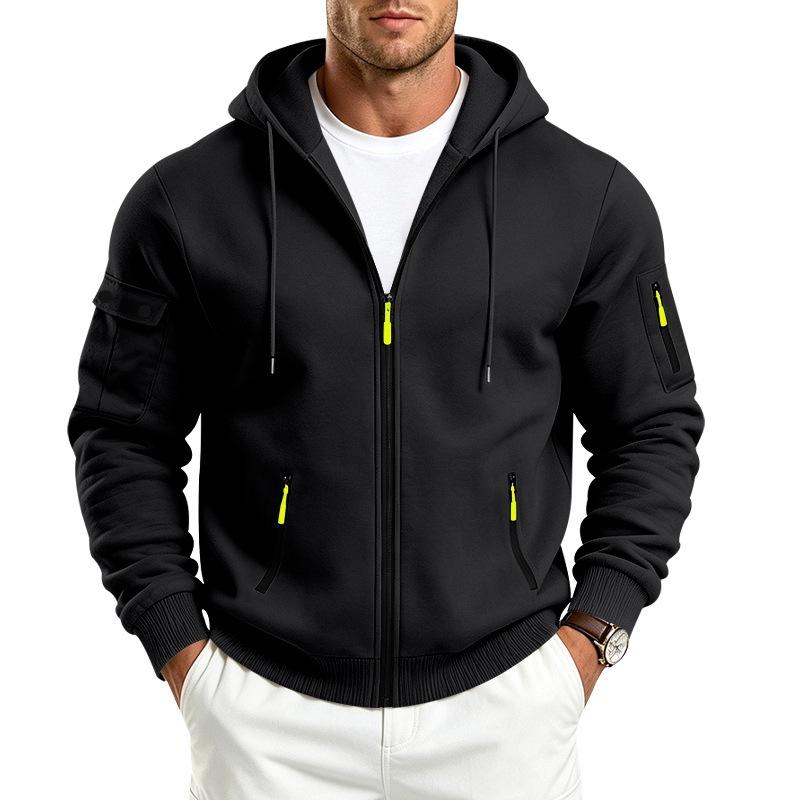 Men S Loose Fitting Hooded Zip Up Fleece Sweatshirt