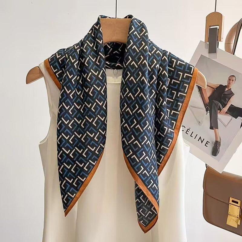 Ethnic Style Print 90 Square Scarf Summer Woman Headband Muslim Hijab Shawls Ladies Simple Bandana Retro Islamic Turban