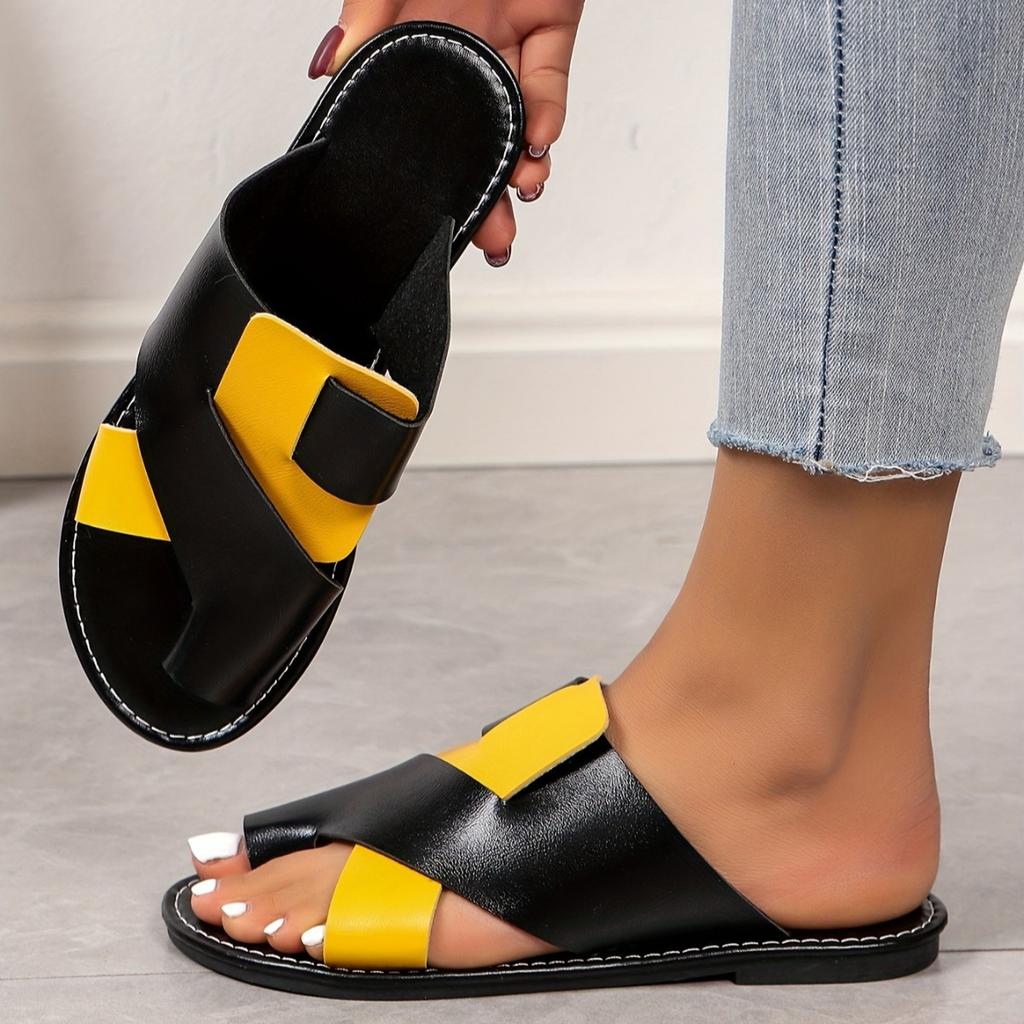Autumn Color-Block New Style Summer Fashion Breathable Flat Toe Slippers