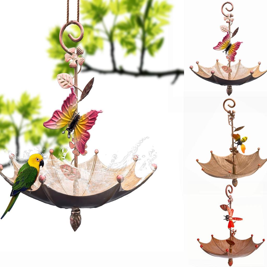 Umbrella Bird Feeder Garden Patio Hanging Metal Crafts