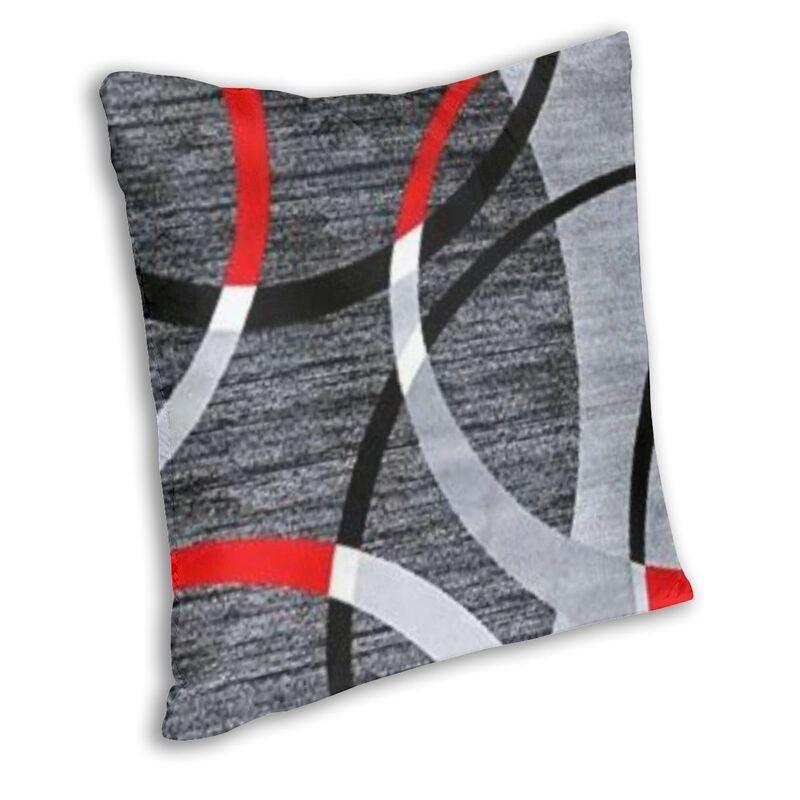 Abstract Gray Red Swirls Modern Pillow Cover Home Decorative Geometric Pattern Car Cushion Triangles Black White And Yellow