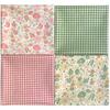 Floral Check Fabric Cutting Cloth Soft Cotton Patchwork Scraps for Crafts 8-Piece Set, Fabric, 46x56cm,