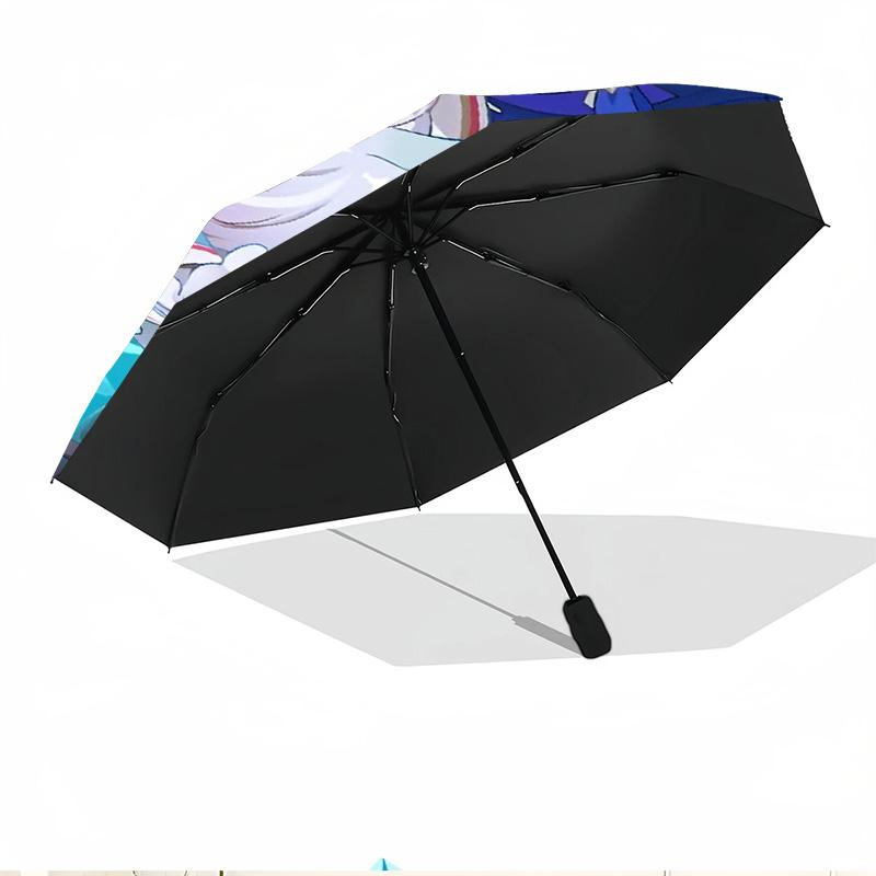 Genshin Impact Print Automatic Open Close Umbrella, Portable Foldable Umbrella, for Outdoor Commute Camping Trip, Ideal Birthday Gift