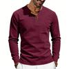 Men S Slim Fit Solid Color Long Sleeve Henley Casual T Shirt