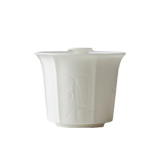 White Jade Gaiwan Cover Teacup Single 360 Degrees Water Outlet Tea Brewing Bowl Ceramic Gaiwan Tea Set