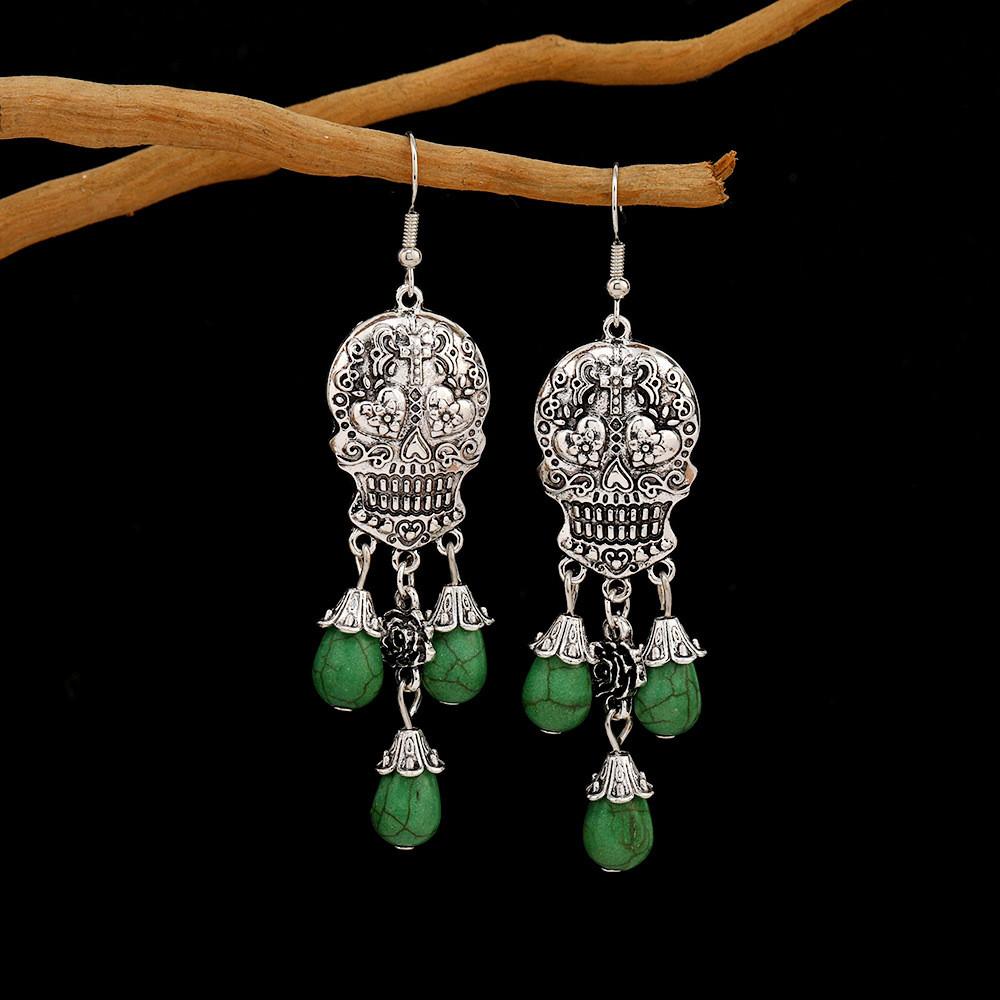 Skeleton Long Retro Earrings With Electroplating For Female Halloween Costume Accessory