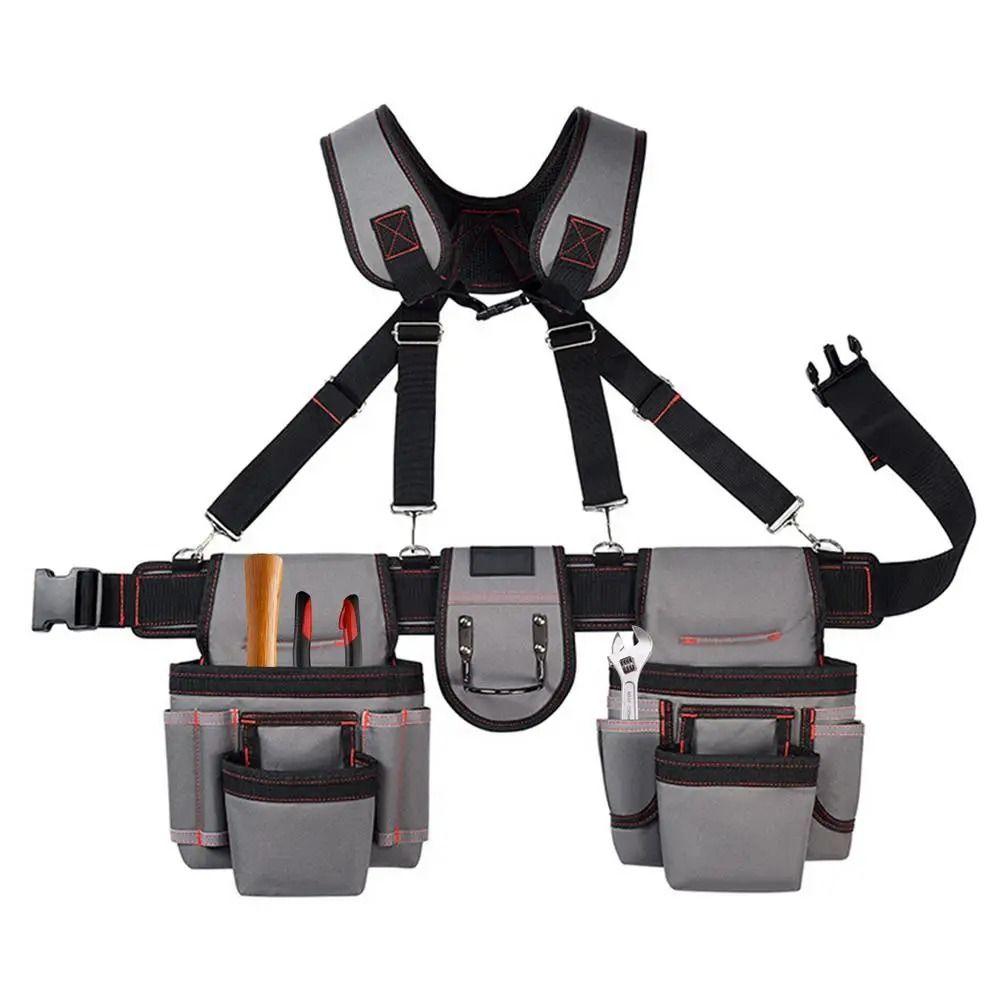 Adjustable Tool Belt with Suspenders Large Capacity Combined Tool Organizer  Work