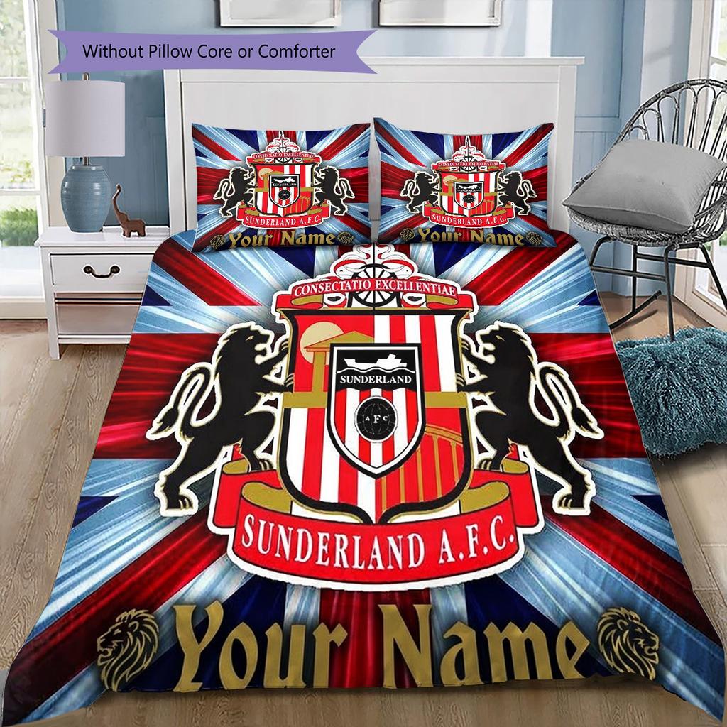 Sunderland Afc Crest Custom Name Pattern Bedding Quilt Set Quilt Cover Pillowcase Home Birthday Gift(1 * duvet cover + 2 * pillowcase, without core)