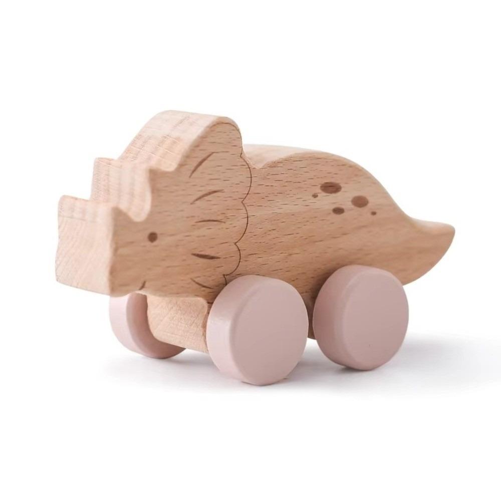 Developmental Cartoon Dinosaur Car Hand-decorated Wooden Block Toy  Baby Birthday Gift