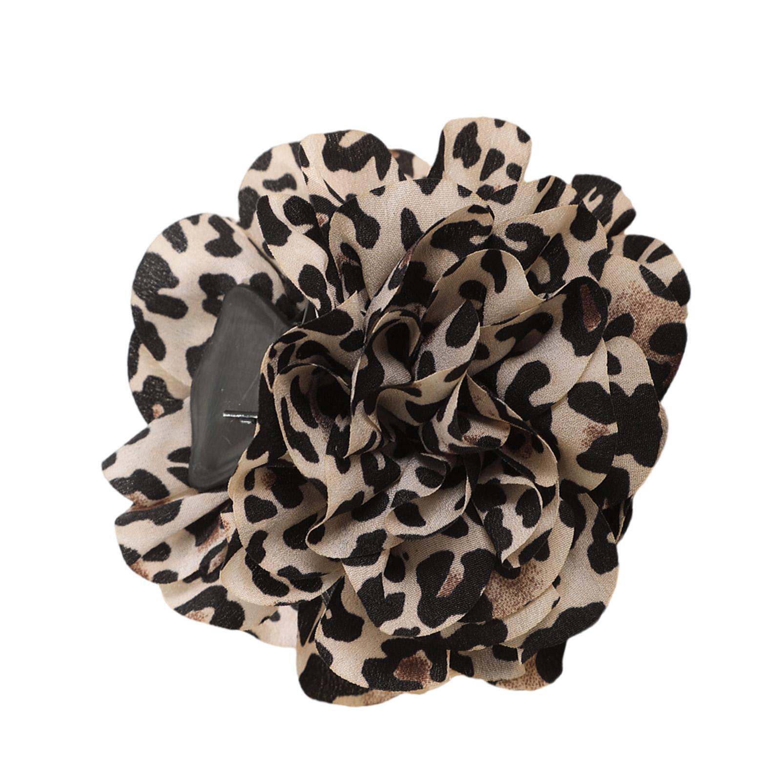 

Винтажная заколка-краб для волос с леопардовым принтом и камелией, регулируемая для объема волос, уникальные украшения для волос, головные уборы, аксессуар для укладки хаки