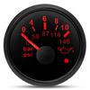 2" 52MM Oil Pressure Gauge 0~10bar/0~145psi Waterproof Oil Press Gauge+ Sensor with Red Backlight for Car Boat Marine 9-32V