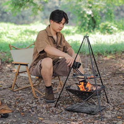 Portable Adjustable Tripod Stand for Outdoor Cooking and Barbecue