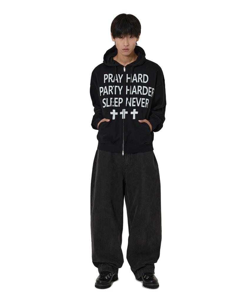 Openyard(Oy) Pray Hard Hoodie Zip Up - Black
