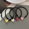 Ceramics Love Heart Bracelet Black Rope Adjustable Hand Bracelet for Girl Women Colorful Shiny Heart Accessories