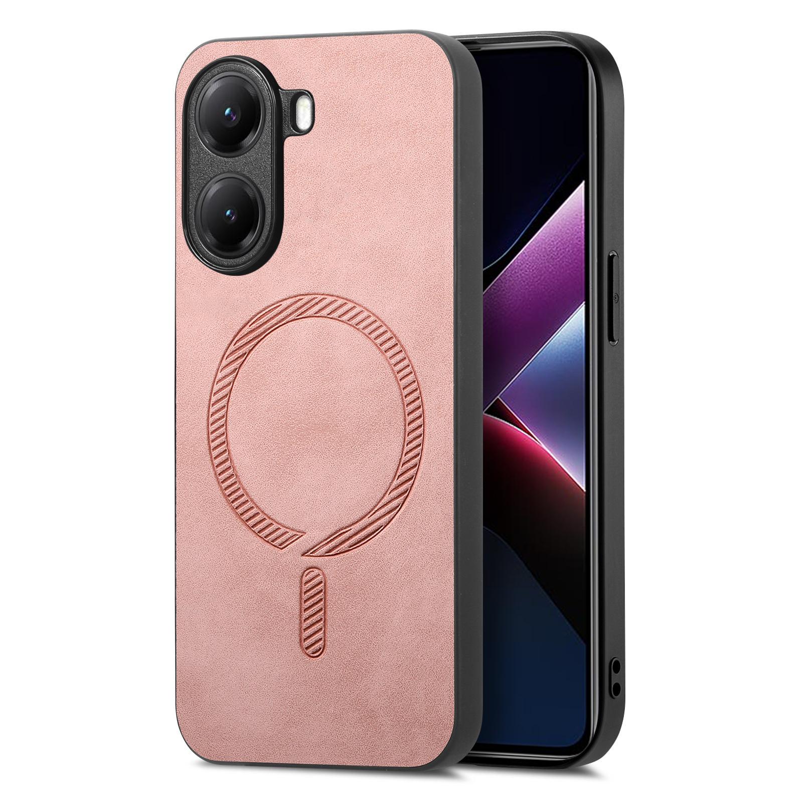 

For Xiaomi Redmi Turbo 4 5G Leather Back Case Compatible with MagSafe Skin-touch Phone Cover Pink