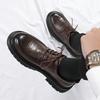 Fashion Spring Men Genuine Leather British Style Thick Bottom Business Dress Leather Shoes Fashion Brand Comfortable Blok Leather Shoes