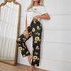 Comfortable Sunflower Print Loungewear Set Women's Short-sleeved Trousers Pajamas Two-piece Set