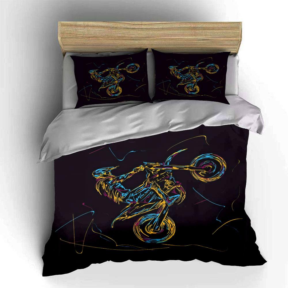 Dynamic Motorcycle Stunt Set Design  Kid'S And Adults' Bedroom Decor, Exquisite Three-Piece Bedding Set Gift