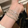 Light luxury brushed bangles for women new in fashion silver  inlay diamond star bracelets classic design fine  gift