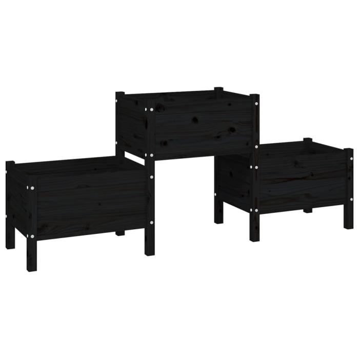822251 vidaXL Jardinière Noir 178,5x44x75 cm Bois massif de pin