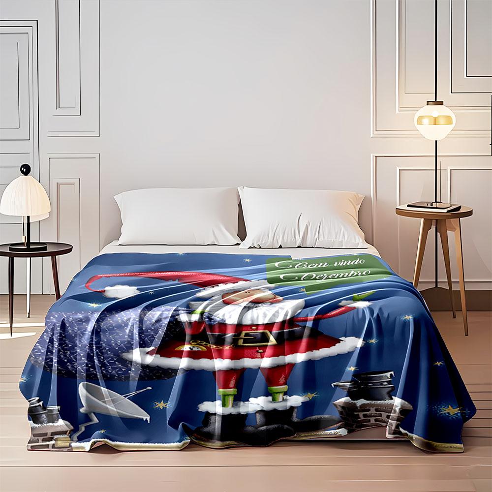 Santa Welcomes December for all seasons blanket lunch break throw gift