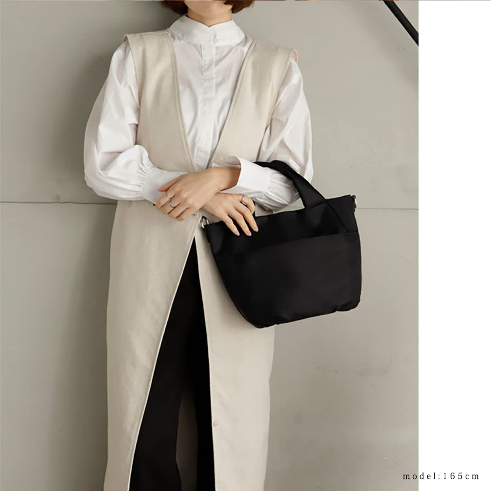 VITAFELICE Nylon Balloon Tote Bag Women's 2-Way (vnsb-725z) (Black)