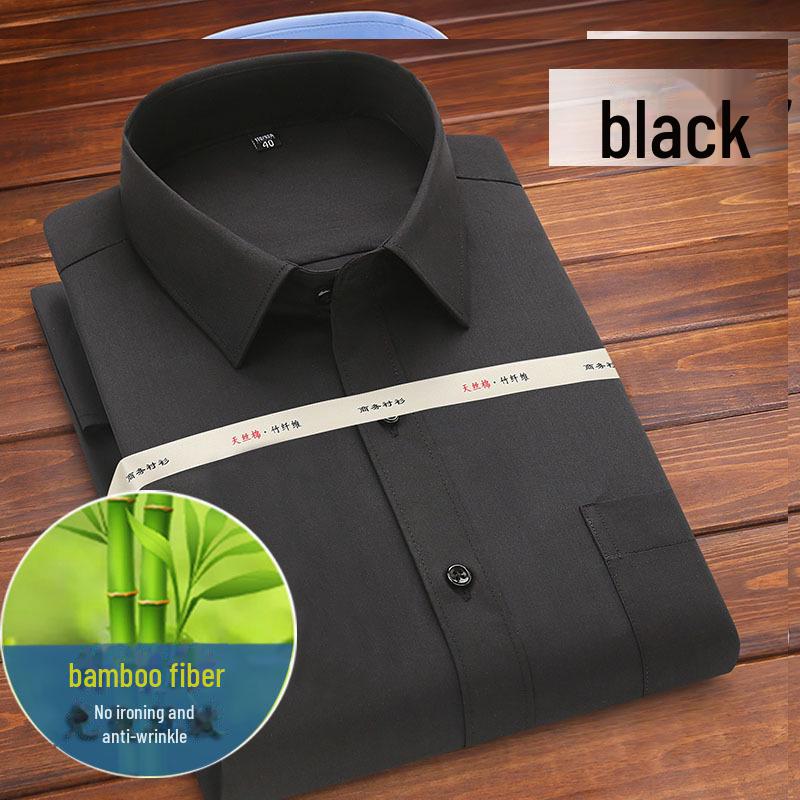 Men's Non-Iron Bamboo Business Casual White Shirt - Easy Care, Machine Washable