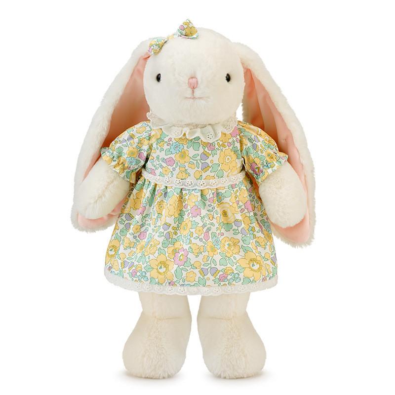 

Floral Wearing A Dress Rabbit Plush Toy Cute Cartoon Pp Cotton Filling Girl Doll 45cm жёлтый
