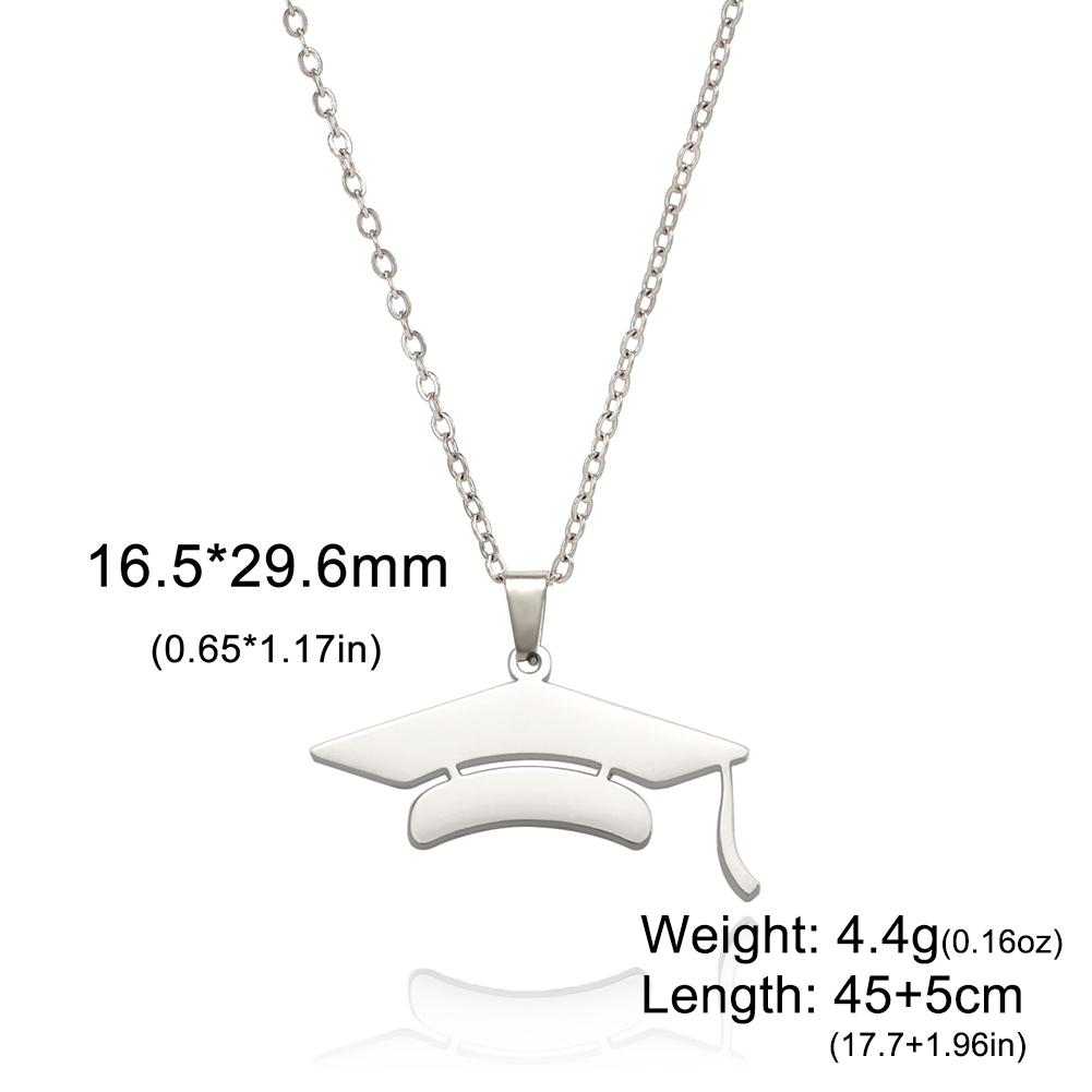 Lucktune Graduate Hat Pendant Necklace Stainless Steel Women Men Bachelor Cap Necklace School Graduation Jewelry Students Gift