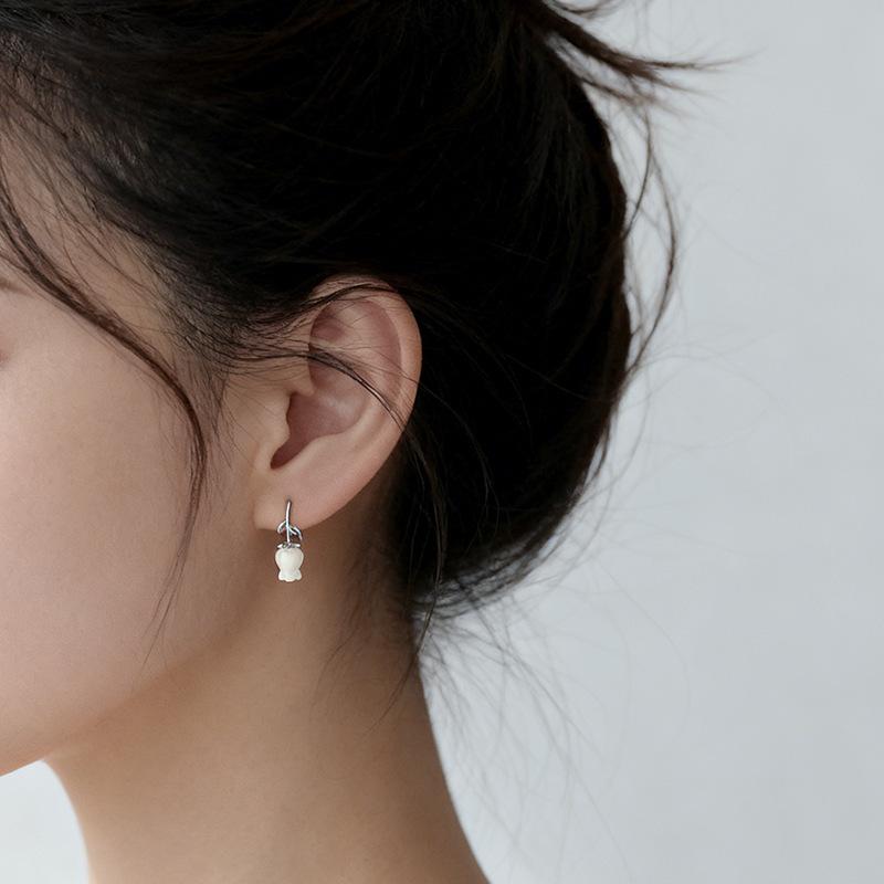 New Fashion Sweet Rose Ear Hook 925 Sterling Silver Jewelry Elegant Flower Earrings 3894