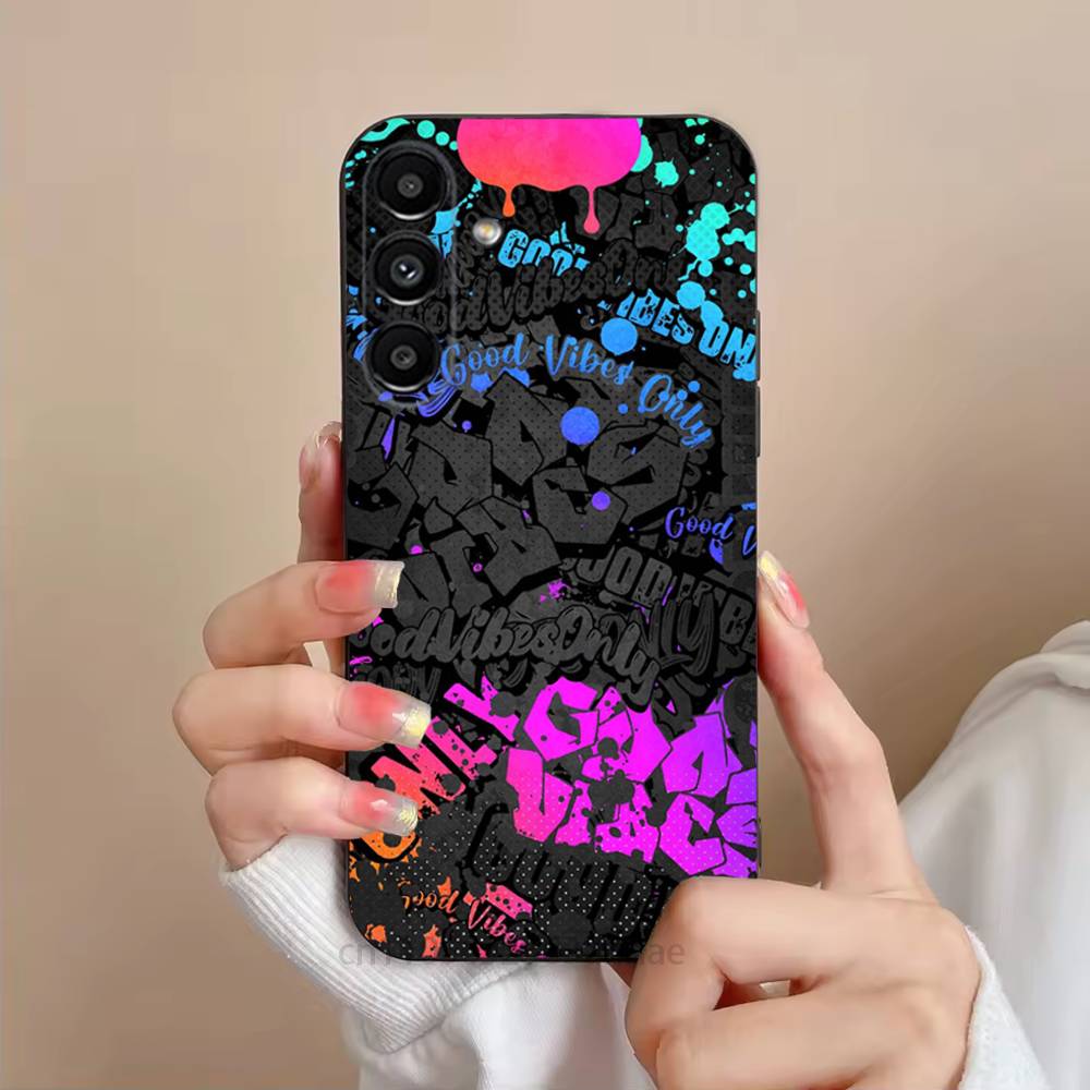 Graffiti Phone Case For Samsung S25,24,23,22,21,S20,Ultra,Plus,FE Black Soft Cover