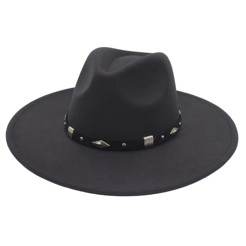 Big Brim Rhombus Metal Belt Accessories Jazz Hat Men'S And Women'S British Style Top Hat