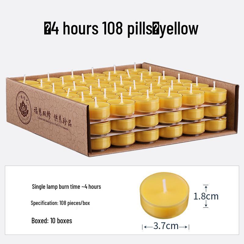 Масляная лампа гхи для подношения Будде: Чистая растительная основа, Маленькая, Бездымная, Без запаха свеча (4 часа времени горения) жёлтый