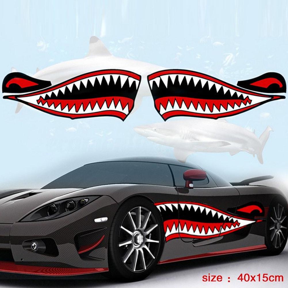 1 Pair Shark Teeth Mouth Vinyl Decal Stickers for Kayak Canoe Dinghy Boat