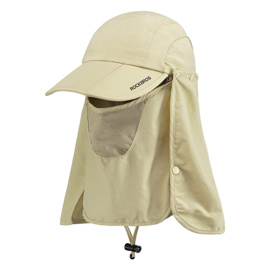 ROCKBROS Solhatt for Ansikt for Gård og Utendørs UV Mesh med Hakebånd og Hatt, Caps, Deksel, Fiske, Arbeid, Camping, Aktiviteter, Beskyttelse, 4-veis,