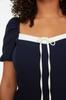 Women's Style Plus Size Navy Blue Woven Collar Detailed Dress