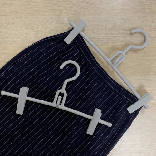 Shinkohanger Mono Closet Skirt Hanger Set of 2 with Clips, Connecting Hooks, and Swivel Hooks, Gray, 36 X 20 X 3 Cm