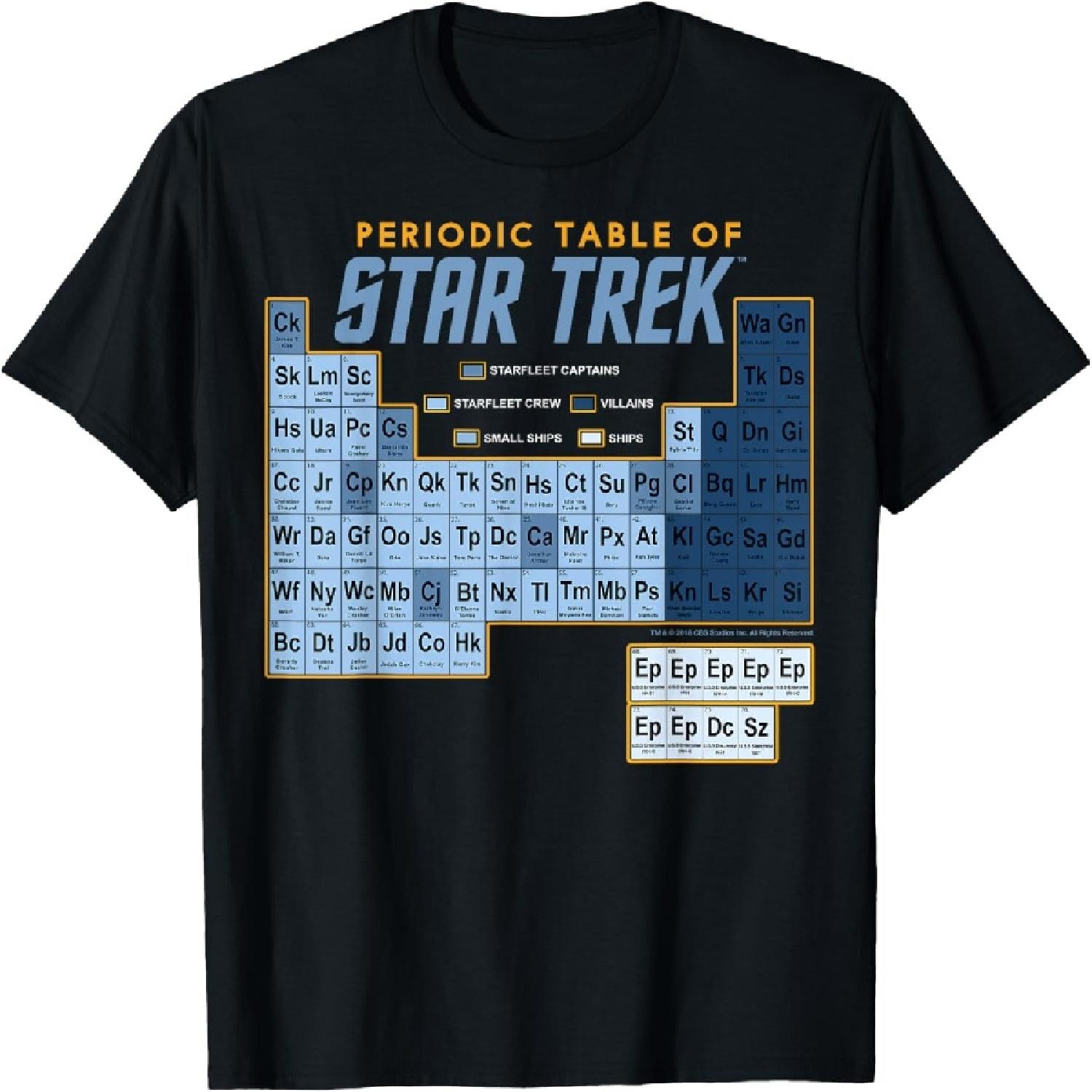 Звездный Путь Оригинальный Сериал Периодическая Таблица Карта Графический Футболка Футболка S