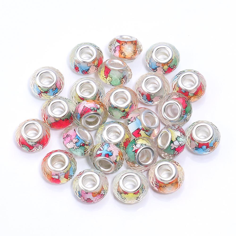 

10 шт. Смоляные Бусины 14x9 мм Цветные Граненые С Большим Отверстием Рассыпные Бусины Для Изготовления Украшений DIY Ручной Работы Браслеты Ожерелья Аксессуары