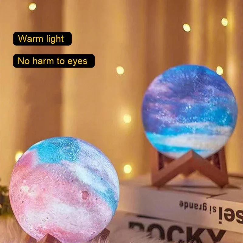 Lamp Moon LED Night Light Battery Powered With Stand Starry Lamp Bedroom Decor Night Lights Kids Gift Moon Lamp