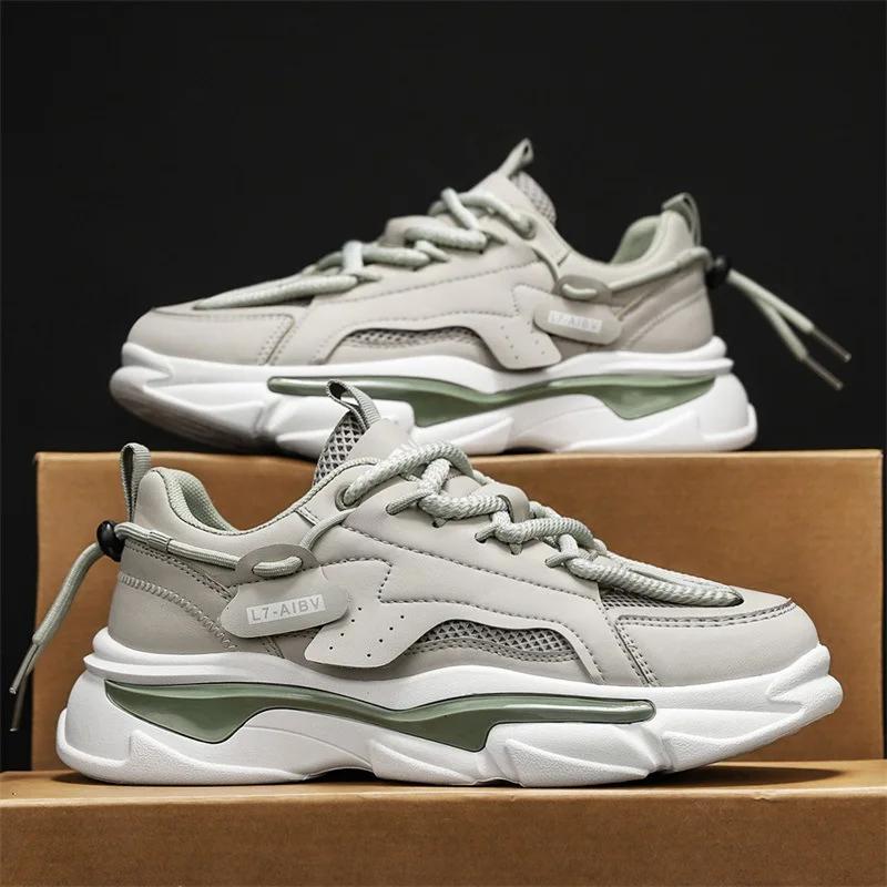 Comfort Wear-Resistant Sneakers Breathable Non-Slip Shoes Men Outdoor Walking Sports Shoes Casual Thick Bottom Mesh Footwear