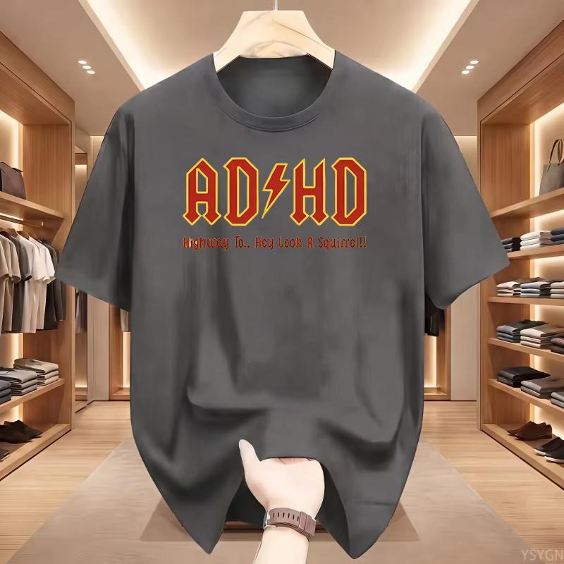 Funny T Shirt ADHD Highway T-shirt Heavy Metal Rock Style Printed Tshirt Cotton Short Sleeve Round Oversized Unisex Harajuku high quality